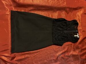 BCBGeneration Dress Womens 4 Lace Bodice Sleeveless Sheath Back Zip Black Party